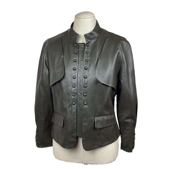 Per Se Leather Jacket Zip Up Dark Gray - Picture 5 of 14